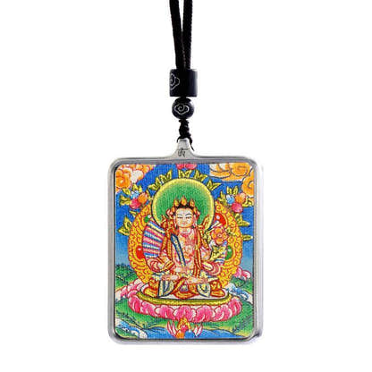 Handpainted Locket Thangka Amulet,Manjusri,Wisdom Buddha - Tibetan thangka painting, view 5