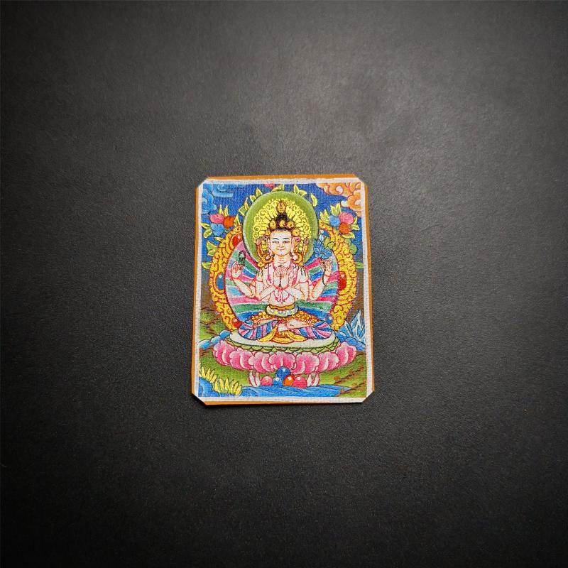 Handpainted Locket Thangka Amulet,Chenrezig,Avalokitesvara,Padmapani - Tibetan thangka painting, view 6