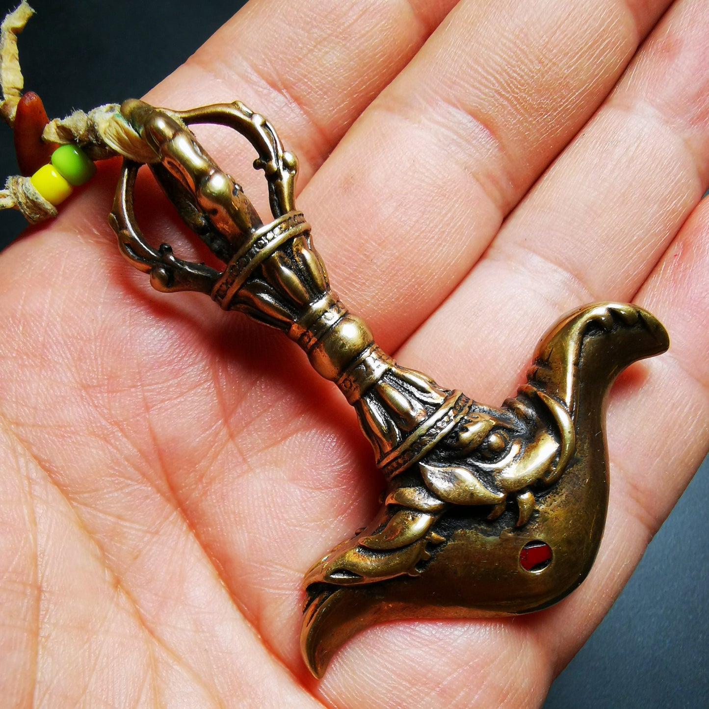 Gandhanra Antique Tibetan Amulet Ritual,Kartika(knife of the dakinis), Trantic Buddhism Dharma, Made of Brass