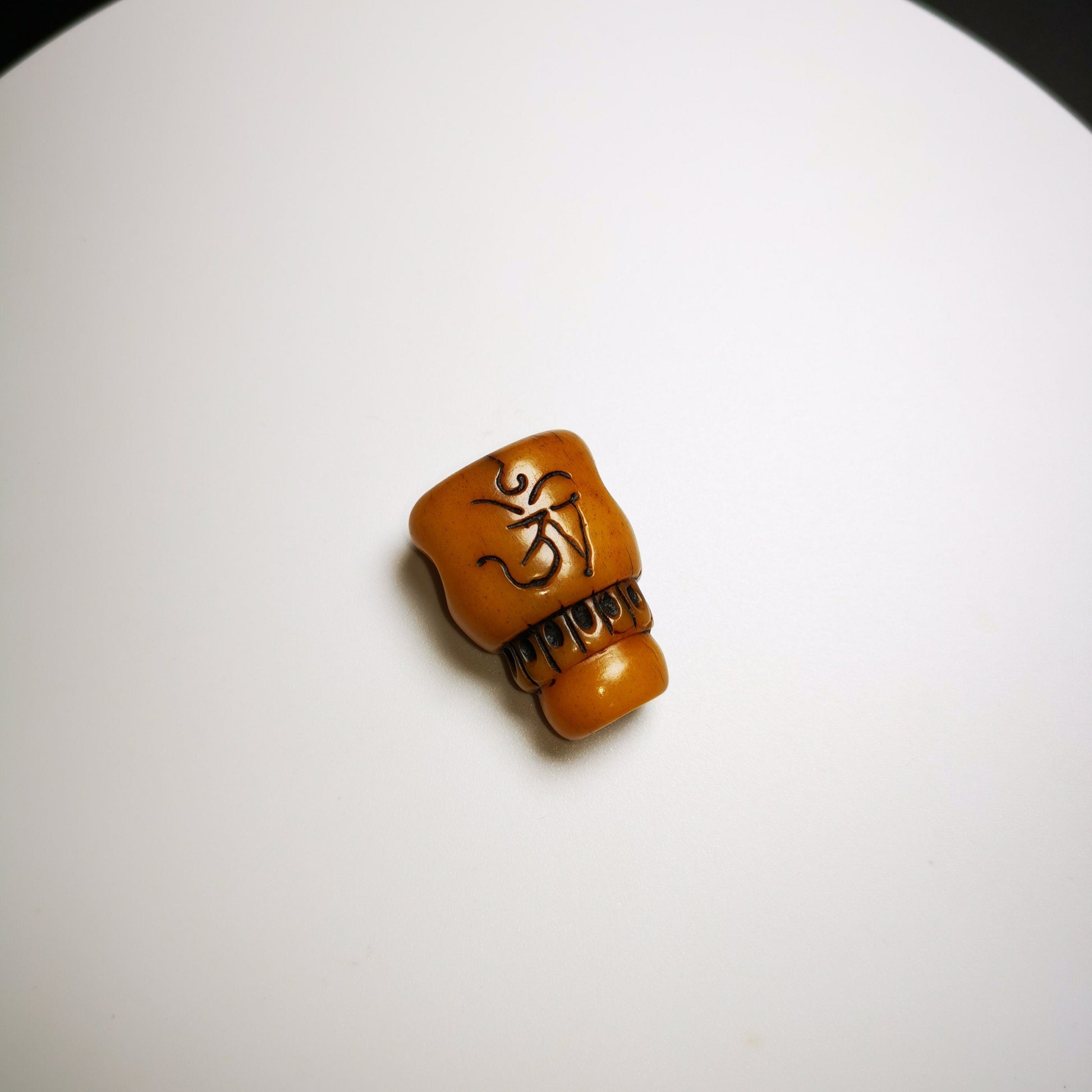 Gandhara Tibetan Yak Bone Carved Guru Bead, T-drilled 3-Hole Prayer Bead,Mala Bead, OM Symbol, Connector Bead for Buddhist Bead Gandhanra-ART