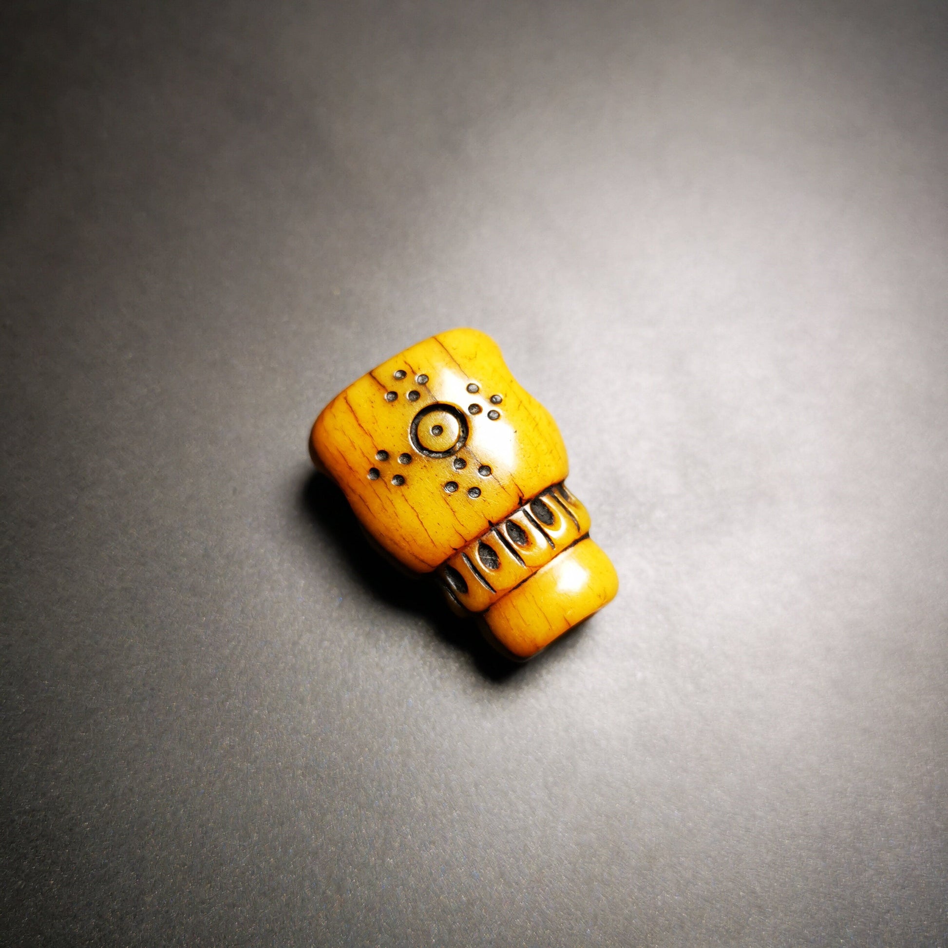 Gandhara Tibetan Yak Bone Carved Guru Bead, T-drilled 3-Hole Prayer Bead,Mala Bead, OM Symbol, Connector Bead for Buddhist Bead Gandhanra-ART