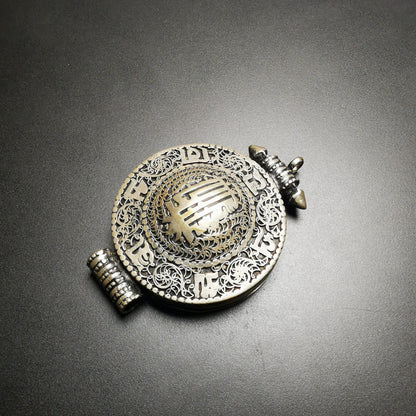Gandhanra Antique Gau Ghau Shrine, Mini Tibetan Buddhist Altar Amulet Pendant,OM and Kalachakra Symbol