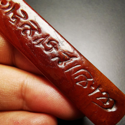 Gandhara Tibetan Amulet,Hand-carved Yak Bone Pendant, OM Mani Padme Hum Sutra Pendant