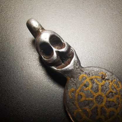 Gandhanra Antique Tibetan Amulet, Dharmachakra Symbol,Wheel of Dharma, Trantic Buddhism Dharma, Made of Cold Iron