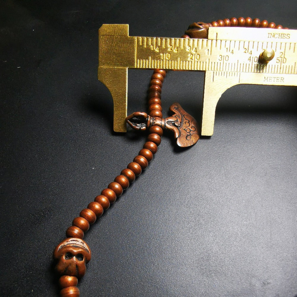 Gandhanra Red Copper Mala with Bead Counters for Meditation and Prayer