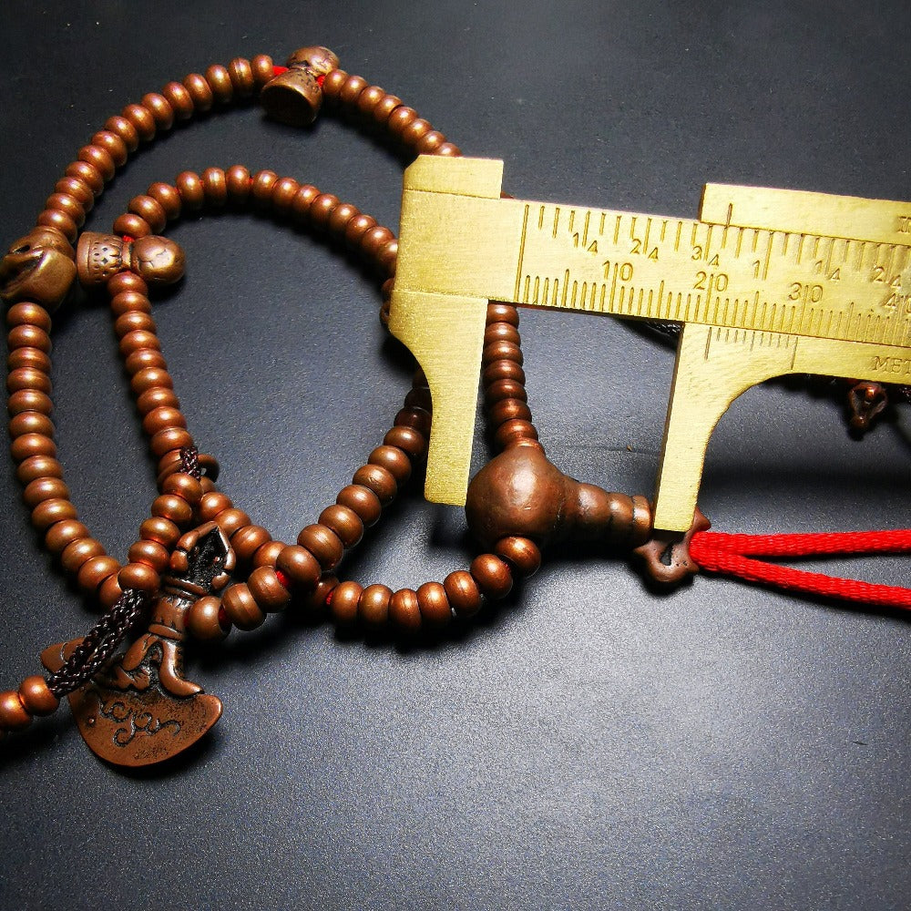 Gandhanra Red Copper Mala with Bead Counters for Meditation and Prayer