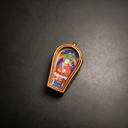 Gandhanra Antique Handmade Gau Ghau Shrine, Mini Tibetan Buddhist Altar Amulet Pendant,Made of Red Copper
