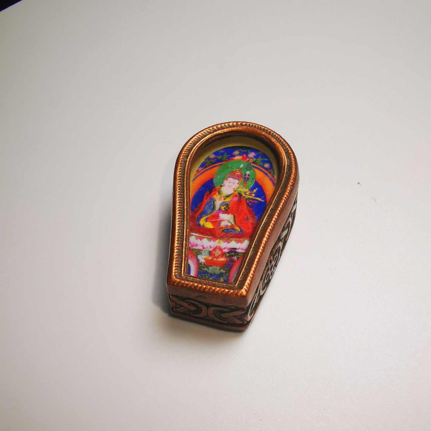 Gandhanra Antique Handmade Gau Ghau Shrine, Mini Tibetan Buddhist Altar Amulet Pendant,Made of Red Copper