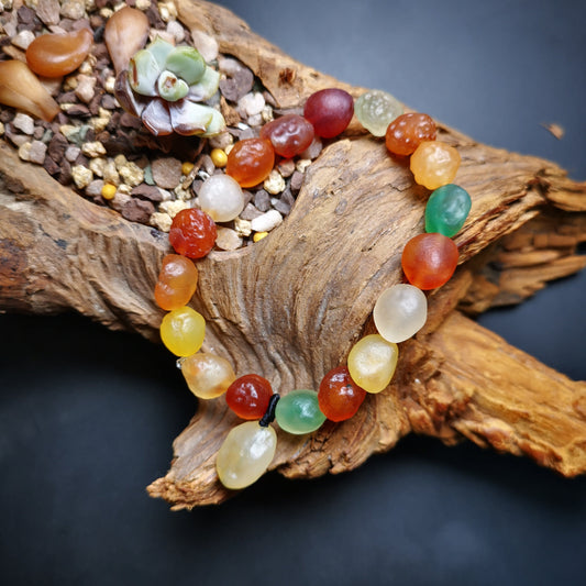 Gandhanra Handmade Gobi Desert Jade Beads Bracelet, Agate Beads Bracelet Mala For Women