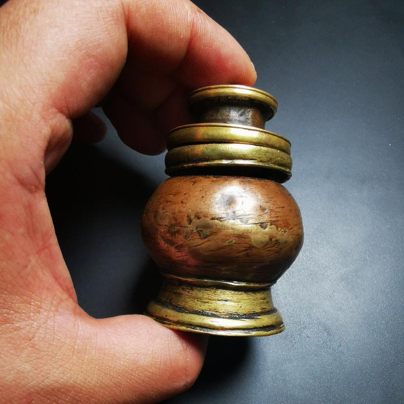 Gandhanra Acient Tibetan Inkwell,Mini Copper Jar with Lid,Inkpot,Ink  Bottle, 100 years old