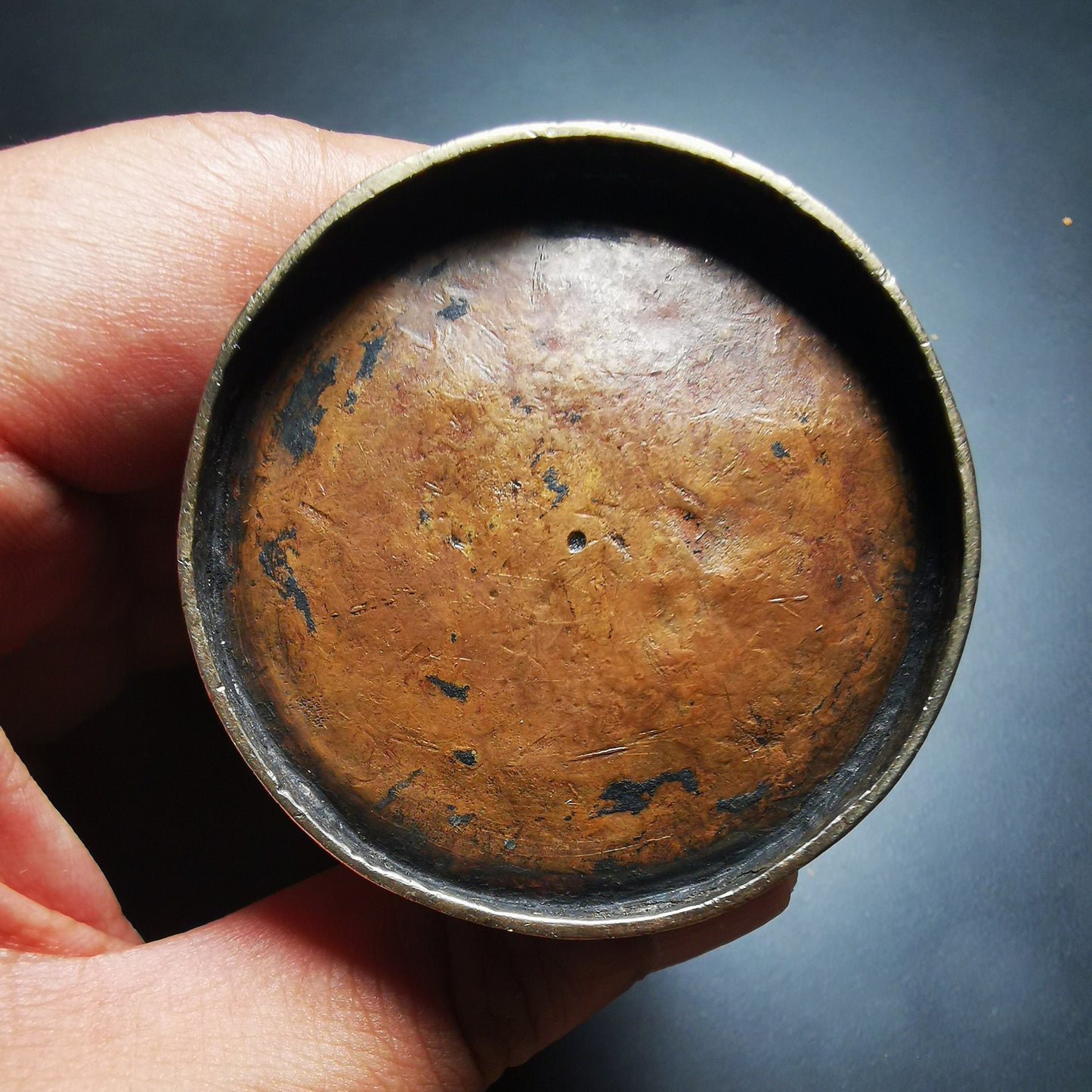 Gandhanra Acient Tibetan Inkwell,Mini Copper Jar with Lid,Ink pot,Ink  Bottle, 100 years old