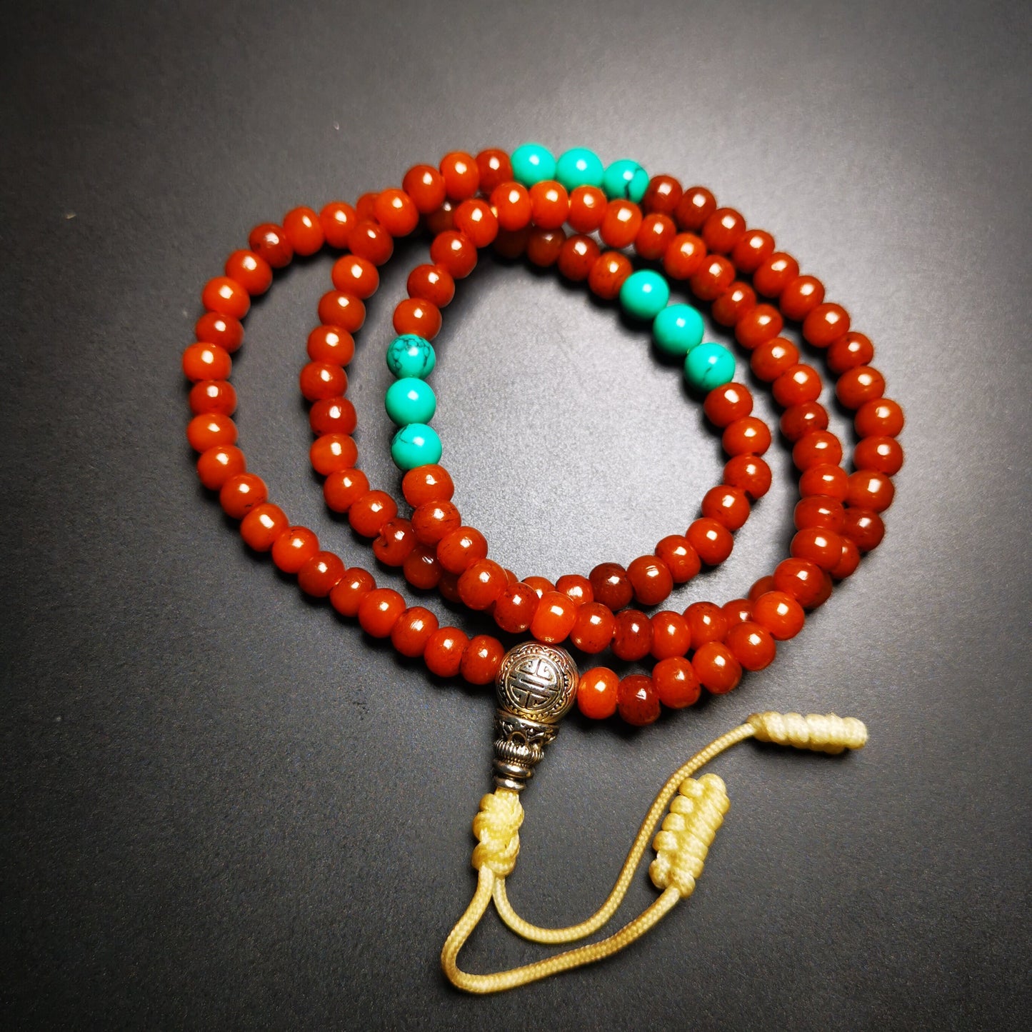 Gandhara Hand-carved Tibetan Yak Bone Mala Beads Necklace,Small prayer Beads for Meditation and Prayer