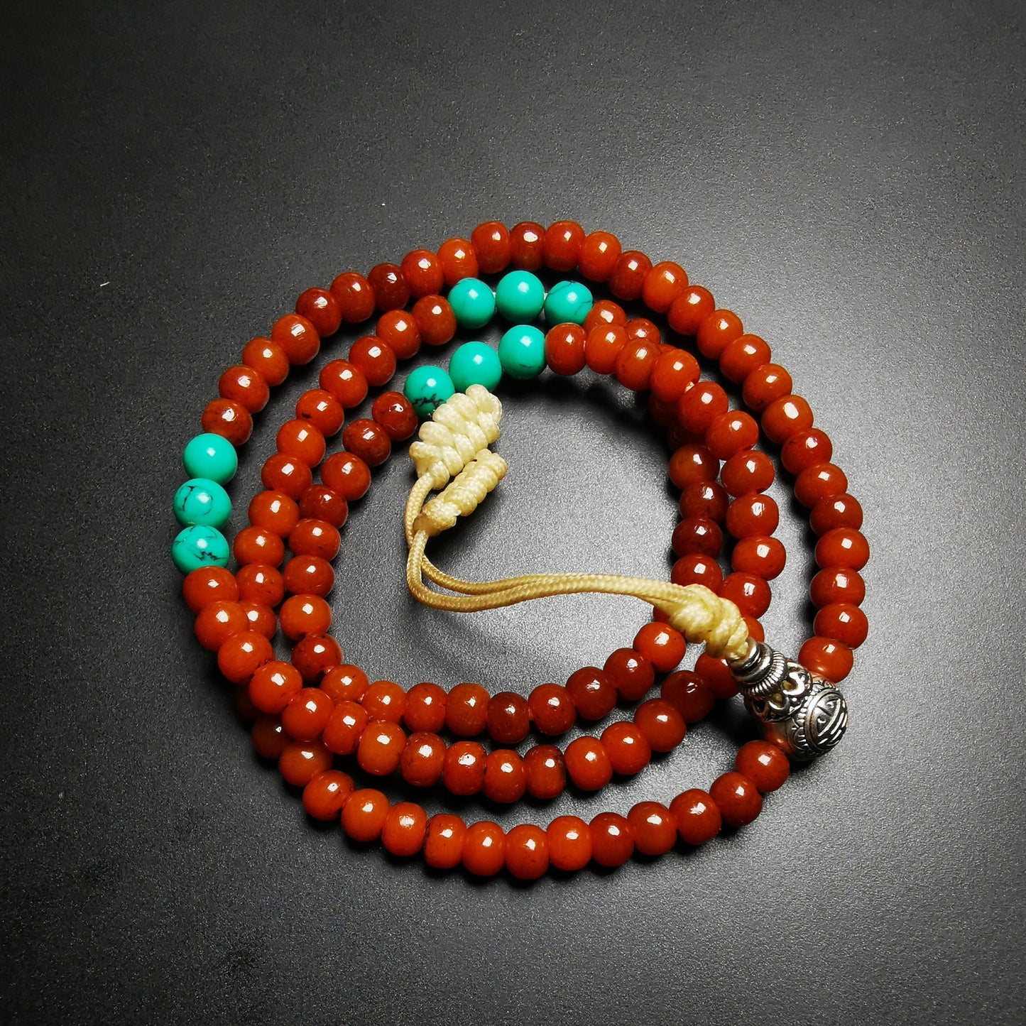 Gandhara Hand-carved Tibetan Yak Bone Mala Beads Necklace,Small prayer Beads for Meditation and Prayer