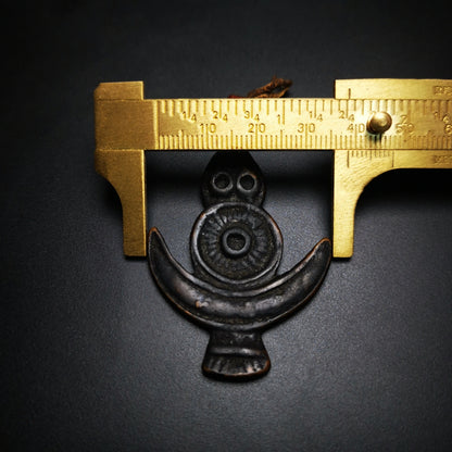 Gandhanra Antique Tibetan Buddhist Amulet,Triratna,Symbol of the Three Jewels,Nandipada Pendant Stamp,60 Years Old