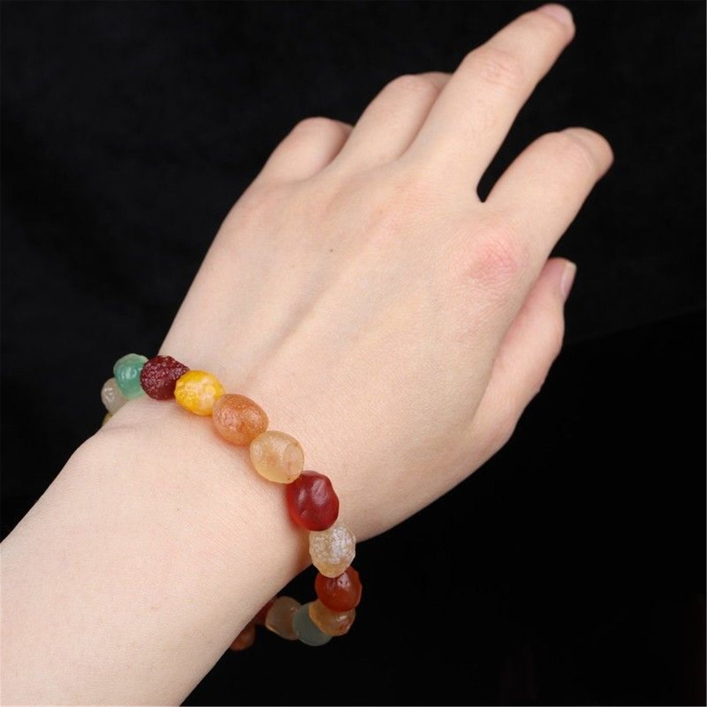 Gandhanra Handmade Gobi Desert Jade Beads Bracelet, Agate Beads Bracelet Mala For Women