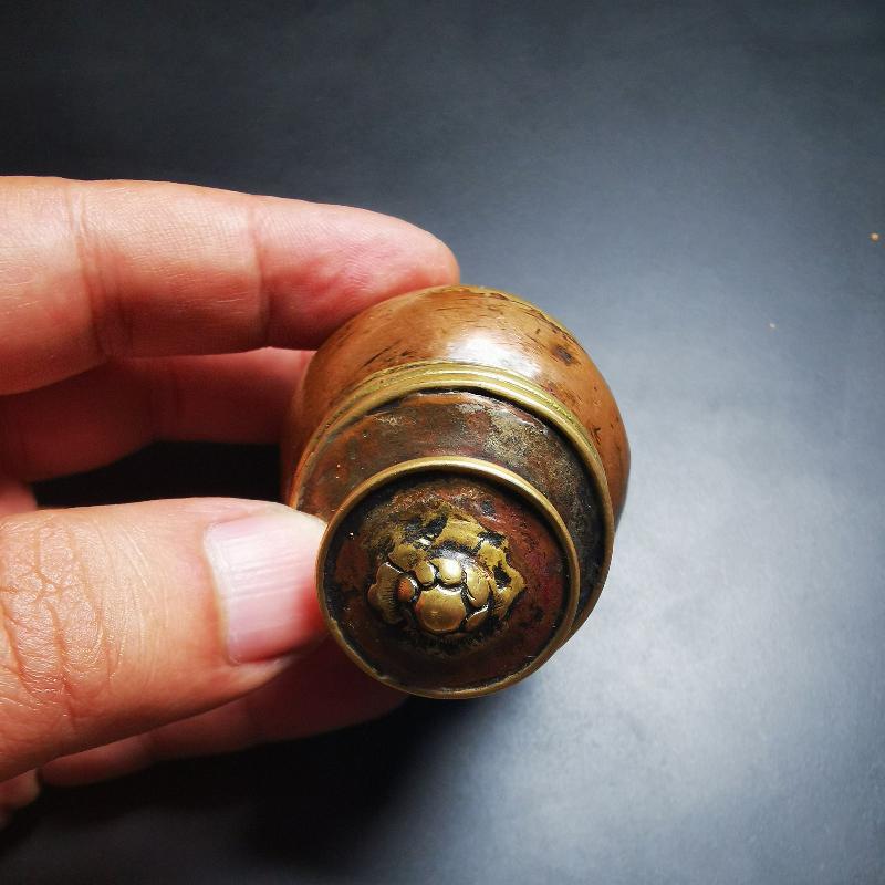 Gandhanra Acient Tibetan Inkwell,Mini Copper Jar with Lid,Inkpot,Ink  Bottle, 100 years old