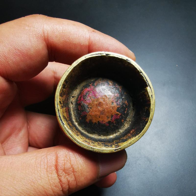 Gandhanra Acient Tibetan Inkwell,Mini Copper Jar with Lid,Inkpot,Ink  Bottle, 100 years old