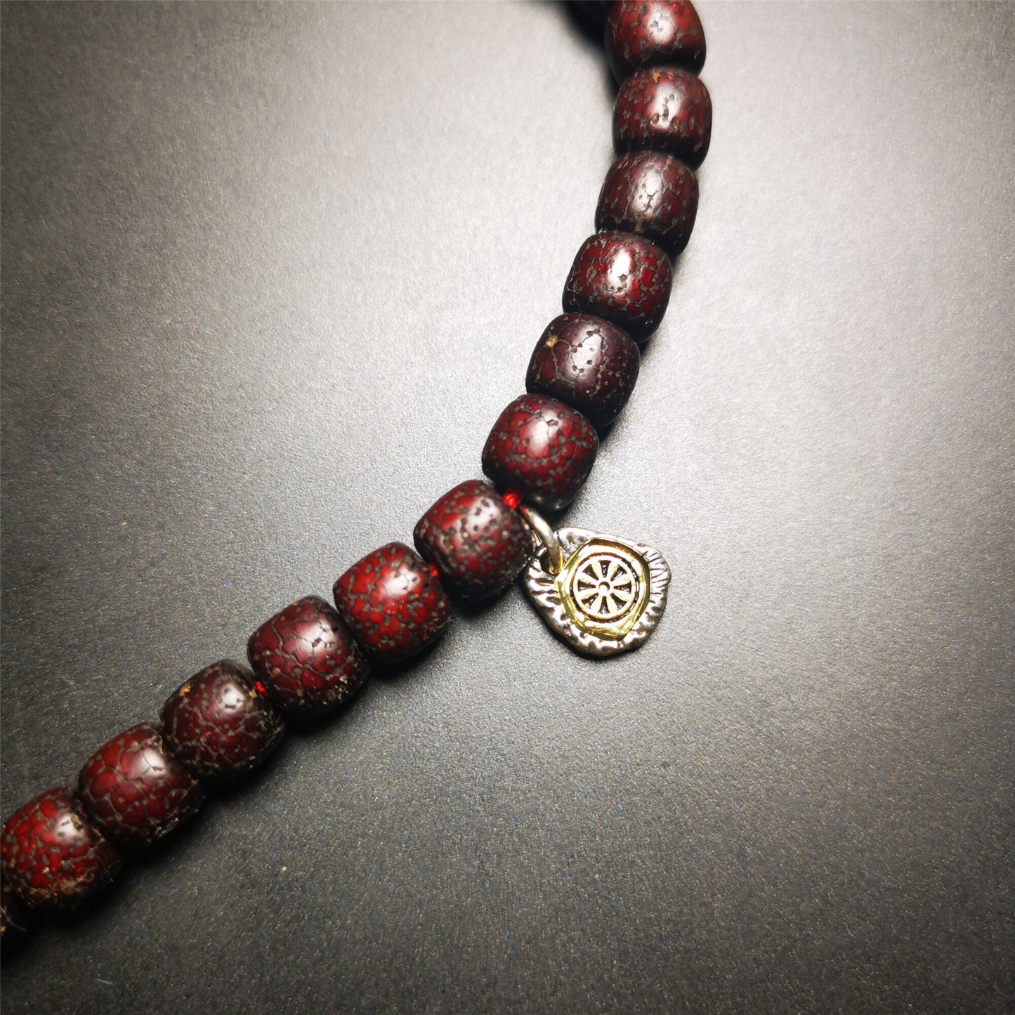 Gandhanra Tibetan Buddhist Amulet,Lucky Wheel Pendant for Prayer Bead, Mala Accessories,Sterling Silver Gold Plated,Tibetan Jewelry