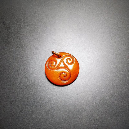 Gandhanra Handmade Yak Bone Amulet Triple Spiral Pendant,Celtic Triskelion Triple Spiral Amulet | Trinity Eternity Life Energy Symbol