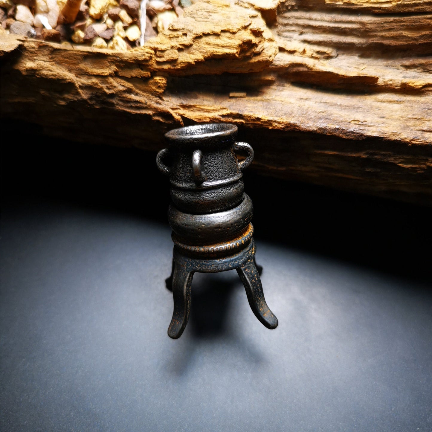 Gandhanra Handmade Tibetan Cone Incense Burner Model,Hanging Pot and Stove Model,Made of Cold Iron