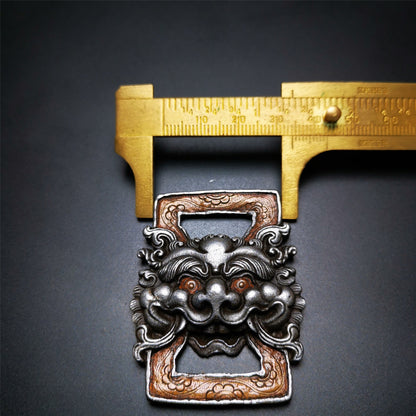 Gandhanra Handmade Tibetan Scripture Book Buckle,DIY Buckle for Book,Belt Backpack,Made of Cold Iron,inlaid Copper