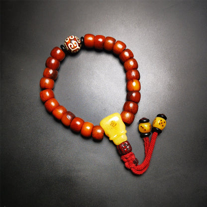 Gandhanra Handmade Tibetan Yak Bone Wrist  Mala Bracelet,23 Prayer Beads Bracelet for Men