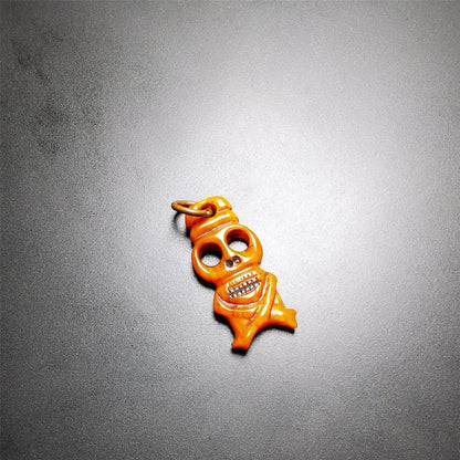 Gandhanra Tibetan Yak Bone Carved Amulet,Pirate Skull Pendant