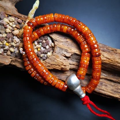 Gandhanra Hand-carved Tibetan Yak Bone Mala Beads Bracelet, Prayer Beads Bracelet
