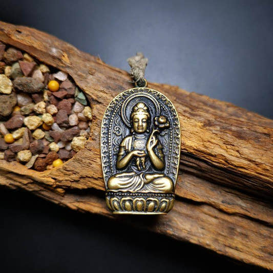 Amulet,Padmapani,Avalokitesvara - Tibetan Buddhist amulet, front view