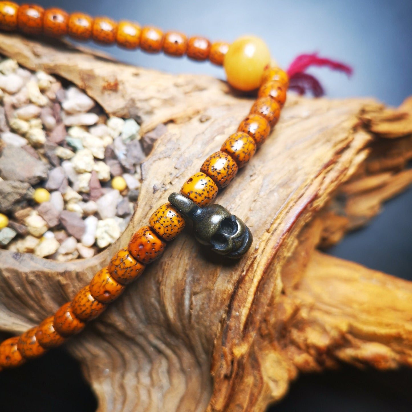 Gandhanra Handmade Buddhist Mala Counter Bead,Skull S¨©tavana Pendant for Prayer Beads