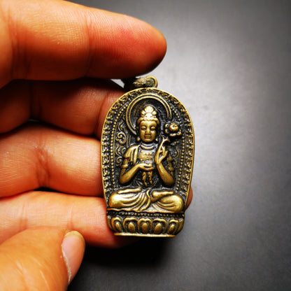 Gandhanra Tibetan Buddhist Amulet,Padmapani,Avalokitesvara,Guanyin Pendant,Made of Brass