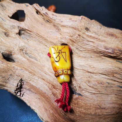 Gandhanra Tibetan Yak Bone Carved Guru Bead, T-drilled 3-Hole Prayer Bead,Connector Bead for Mala, Bead Accessories