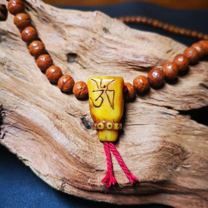 Gandhanra Tibetan Yak Bone Carved Guru Bead, T-drilled 3-Hole Prayer Bead,Connector Bead for Mala, Bead Accessories