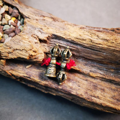 Gandhanra Handmade Tibetan Amulet Pendant,Vajra and Dorje Bell, Mala Marker Bead Accessories, Made of Brass