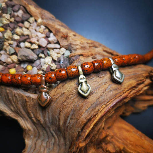Mala Counter Clip - Tibetan Buddhist mala beads, front view