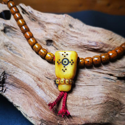 Gandhanra Tibetan Yak Bone Carved Guru Bead, T-drilled 3-Hole Prayer Bead,Connector Bead for Mala, Bead Accessories