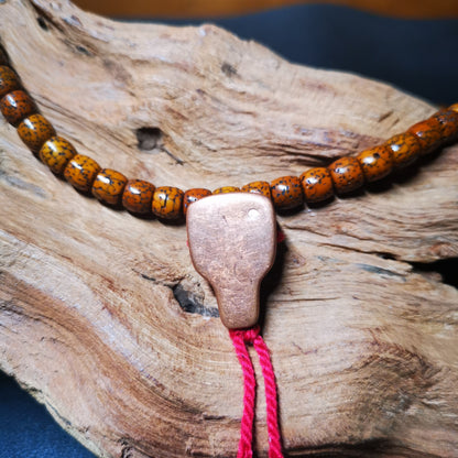 Gandhanra Tibetan Copper & Sandalwood Guru Bead,T-drilled 3-Hole Bead,Mala Bead,Connector Bead for Prayer Bead Accessories