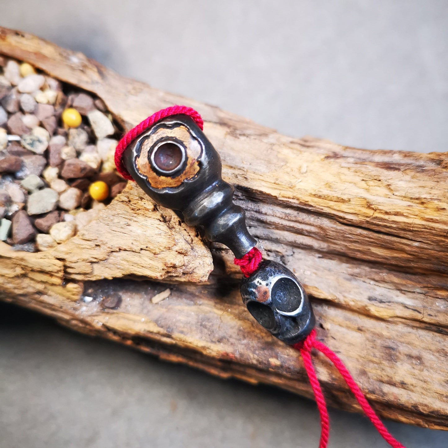 Gandhanra Handmade Guru Bead, T-drilled 3-Hole Mala Bead  Accessories for Prayer Bead