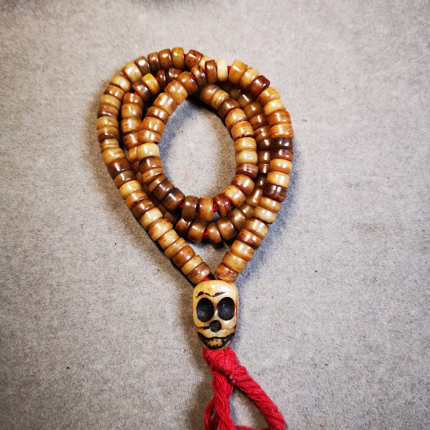 Gandhanra Original 6mm Tibetan Yak Bone Mala Beads Necklace, Hand-carved Tibetan Prayer Beads