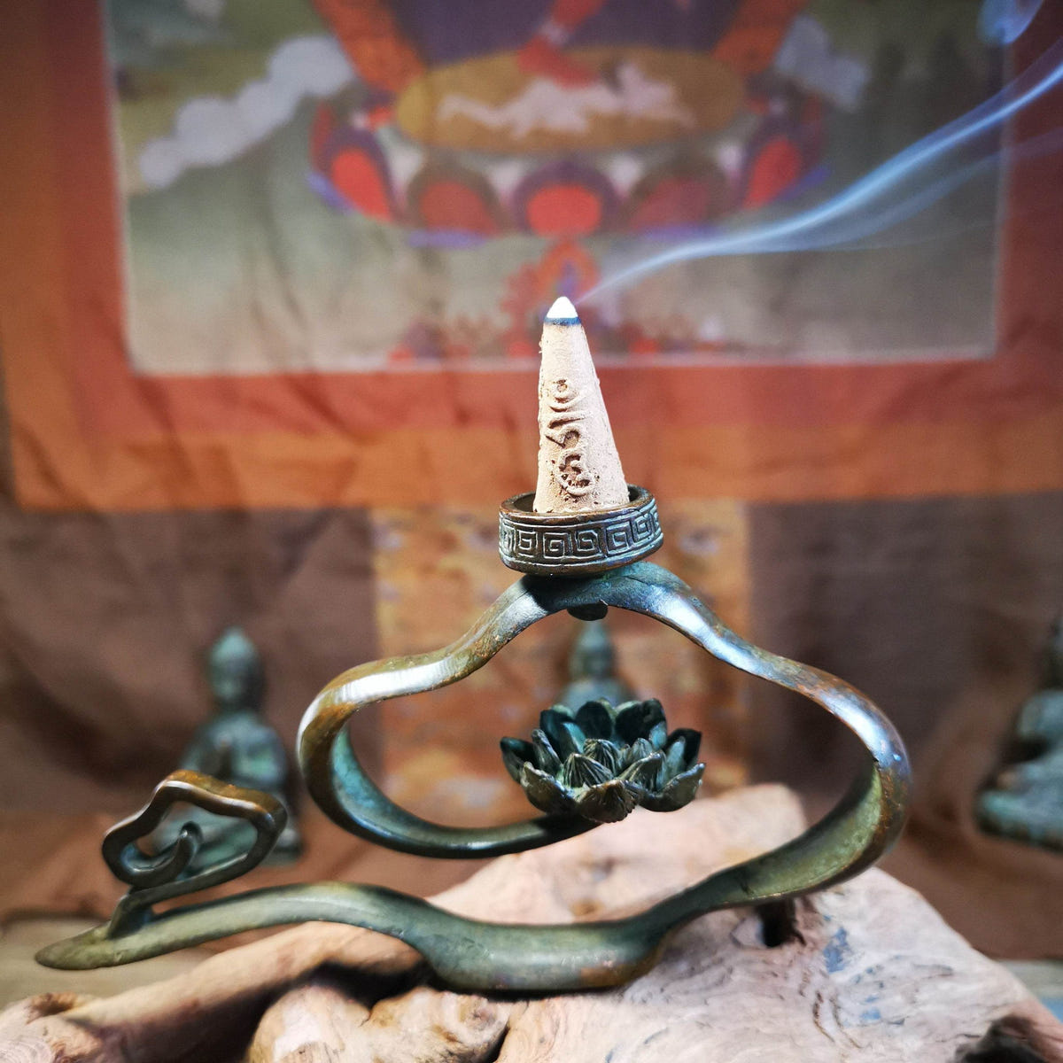Gandhanra Handmade Cloud Shape Tibetan Cone Incense Burner,for Cone and Stick In - Tibetan Buddhist art, detailed view
