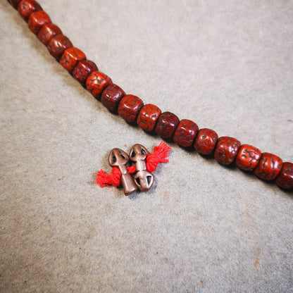 Gandhanra Handmade Tibetan Amulet Pendant,Mini Vajra and Dorje Bell, Mala Marker Bead Accessories, Made of Brass