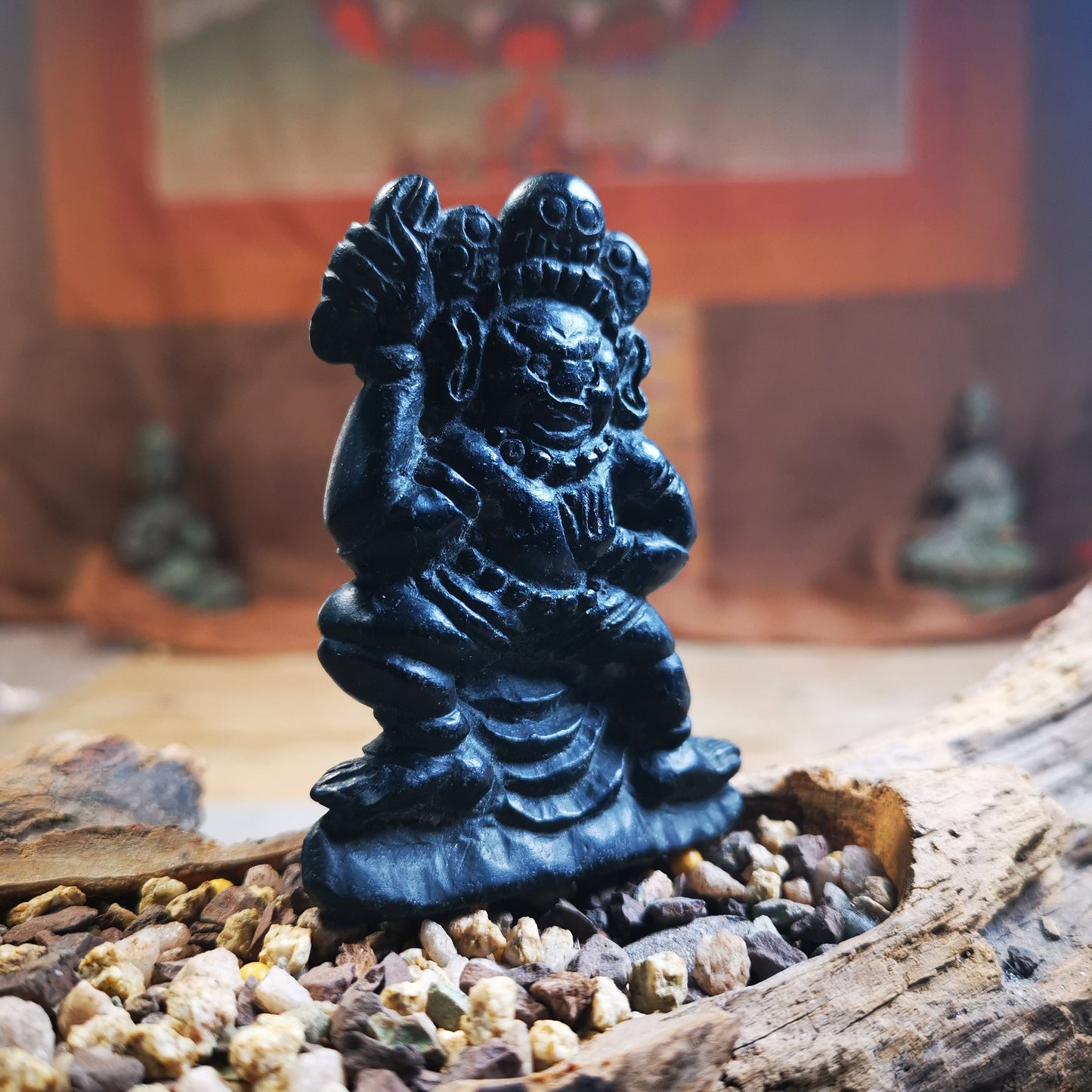 Gandhanra Hand carved Stone Vajrapani,Tibetan Buddhism Statue,the Protector and Guide of Gautama Buddha,Made of Obsidian