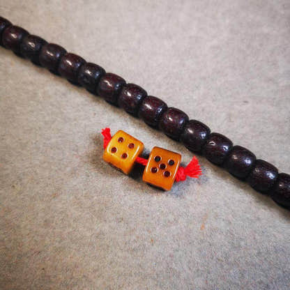 Gandhanra Tibetan Yak Bone Carved Dice Beads for Prayer Bead,Mala Accessories,Am - Tibetan Buddhist mala beads, close-up detail