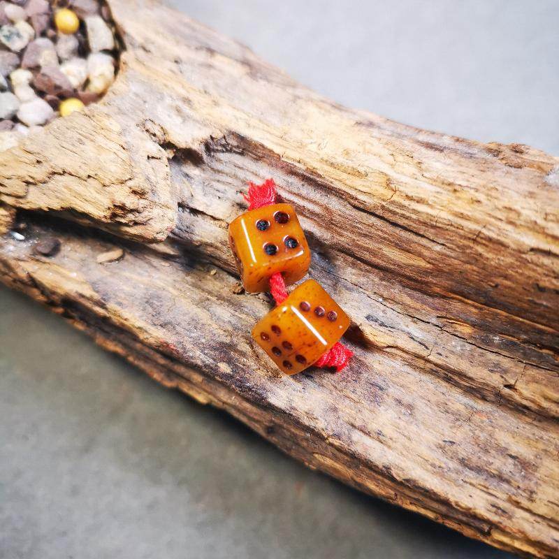 Gandhanra Tibetan Yak Bone Carved Dice Beads for Prayer Bead,Mala Accessories,Am - Tibetan Buddhist mala beads, front view
