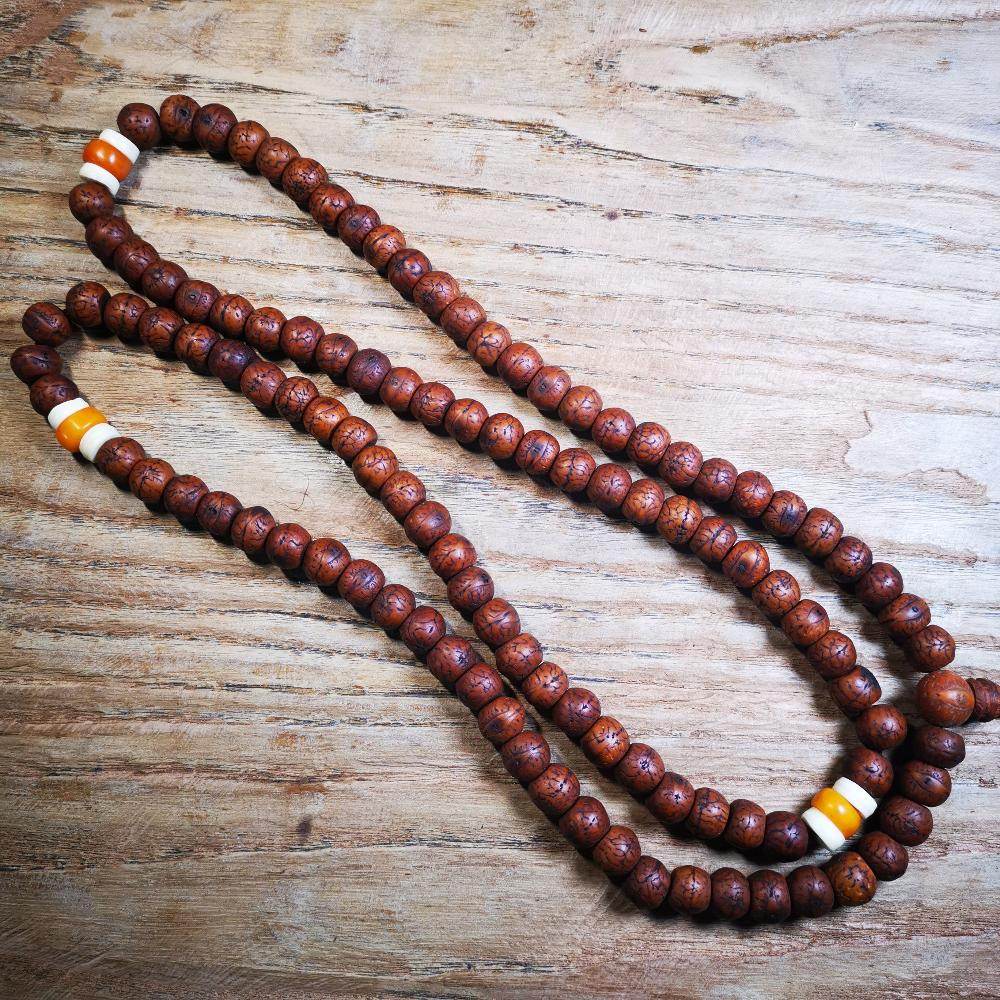 Gandhanra Antique Big Bodhi Beads Mala Necklace,49 inches 108