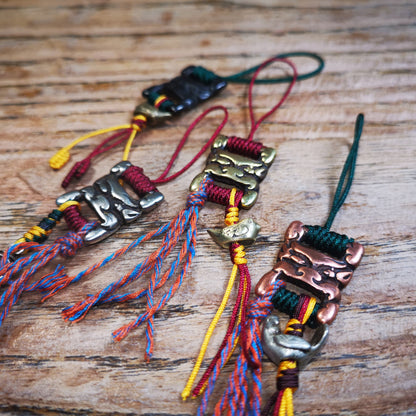 Gandhanra Handmade Scripture Book Buckle Amulet Pendant,Handwoven Backpack Bag Hanging Charm Decor | Handbag Key Ring | Car Key Chain Gifts