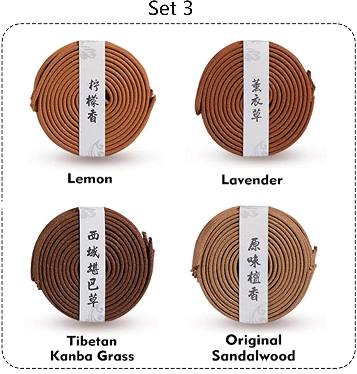 4 Packs of 160 Long Lasting Incense Coils,Gift Pack - Tibetan Buddhist art, size reference